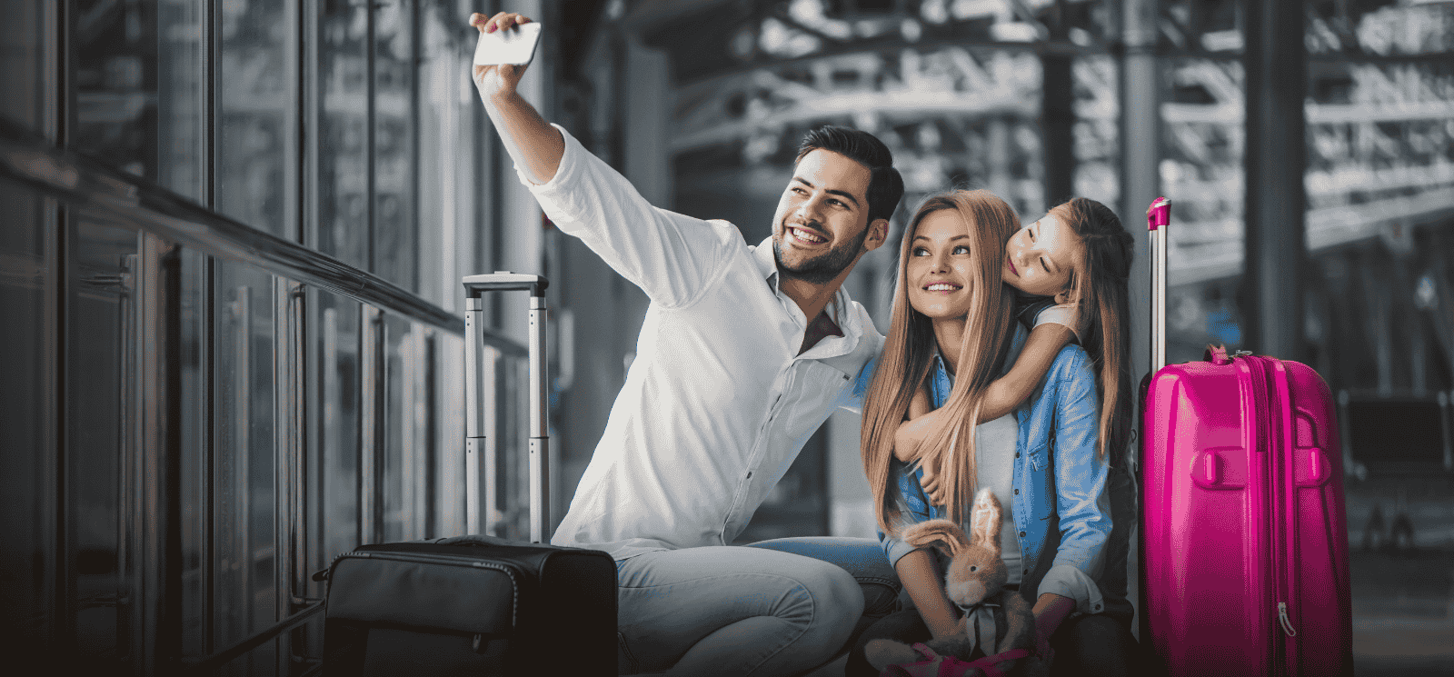 Young family in airport